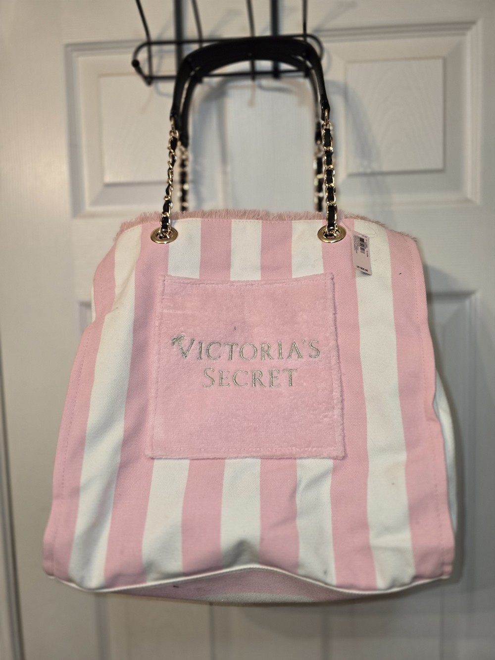 Victoria's Secret Pink & White Stripe Tote Bag